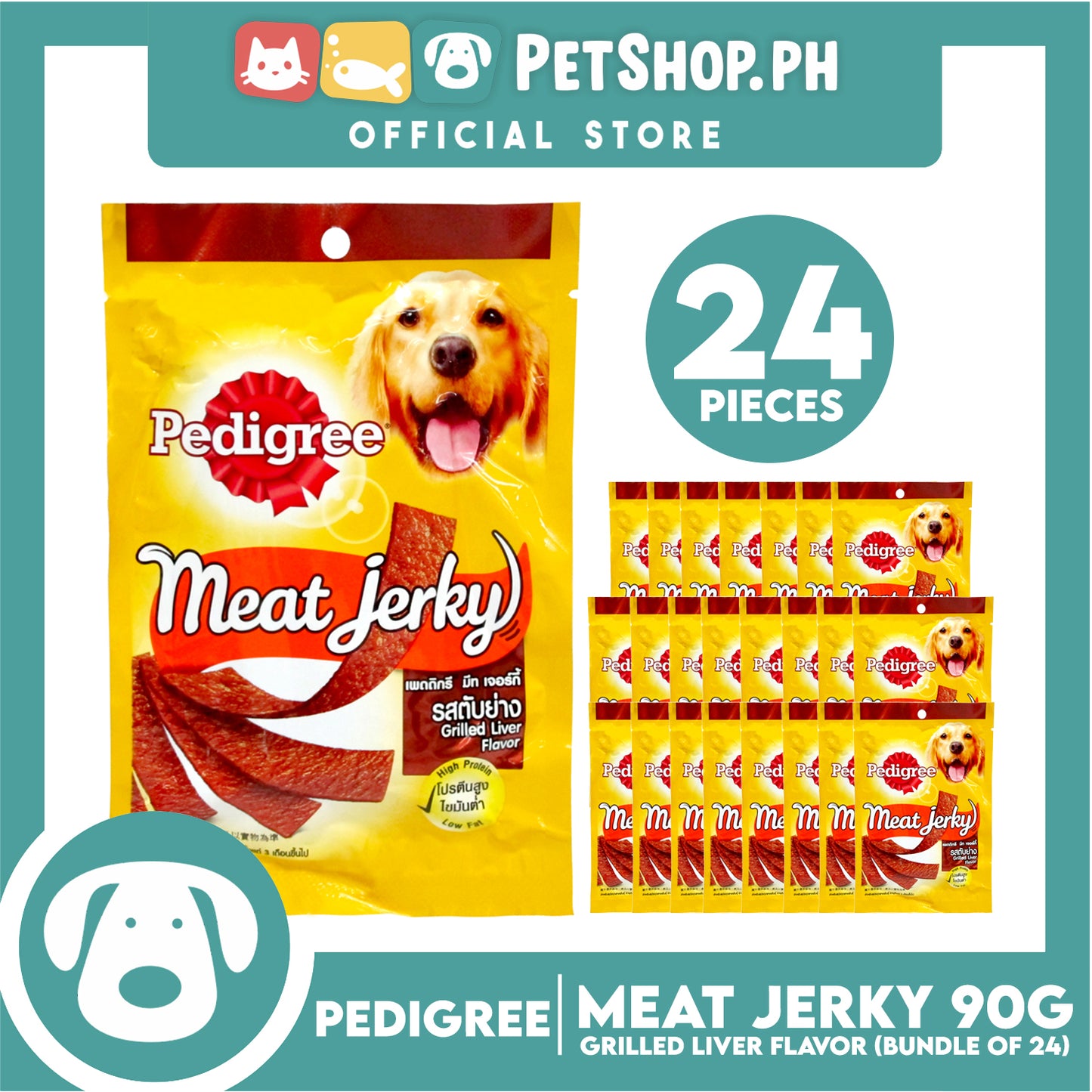 24pcs Pedigree Meat Jerky Grilled Liver 80g Dog Treats
