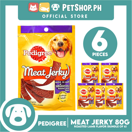 6pcs Pedigree Meat Jerky Roasted Lamb Flavor 80g Dog Treats, Soft Chew