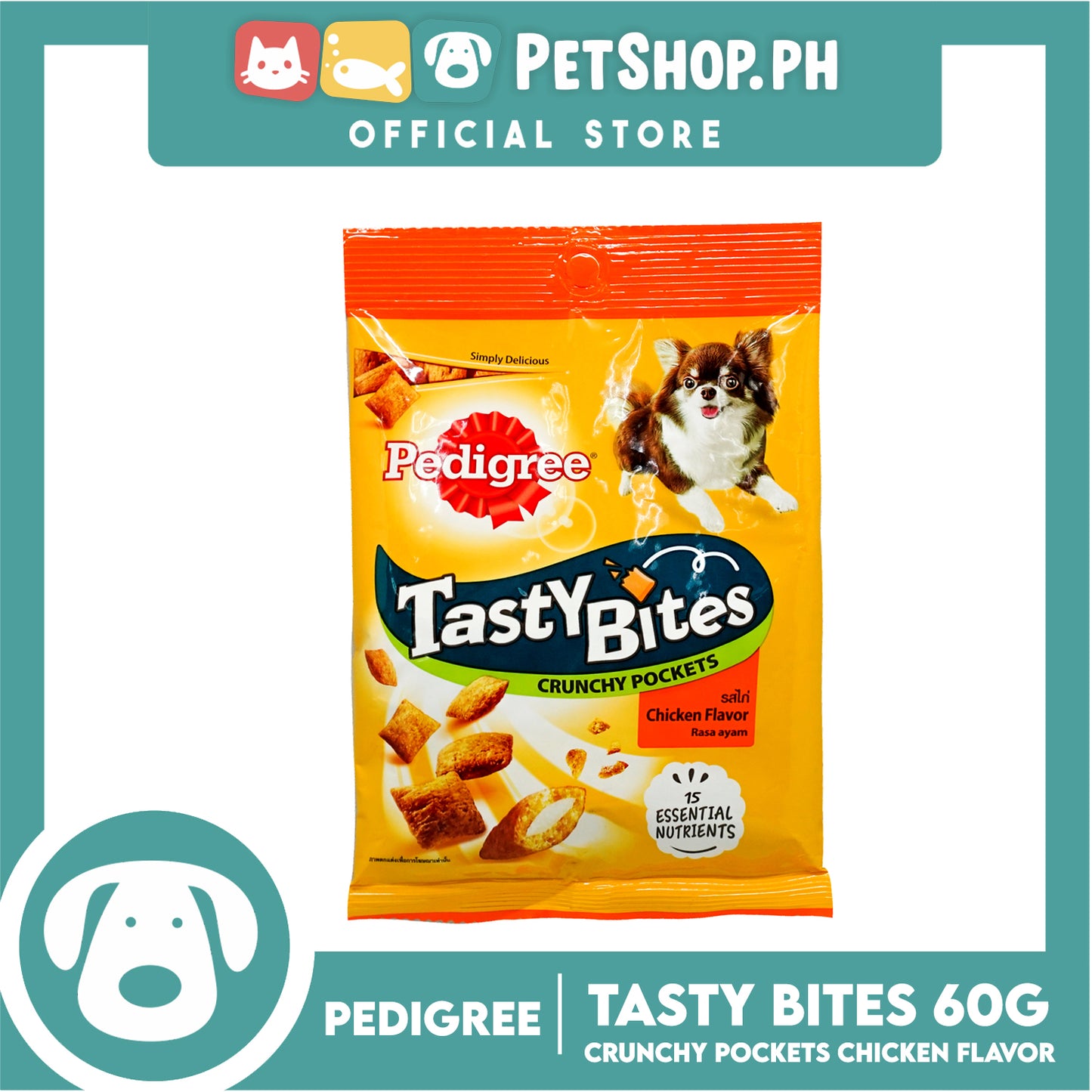 Pedigree Tasty Bites Crunchy Pockets Chicken Flavor 60g