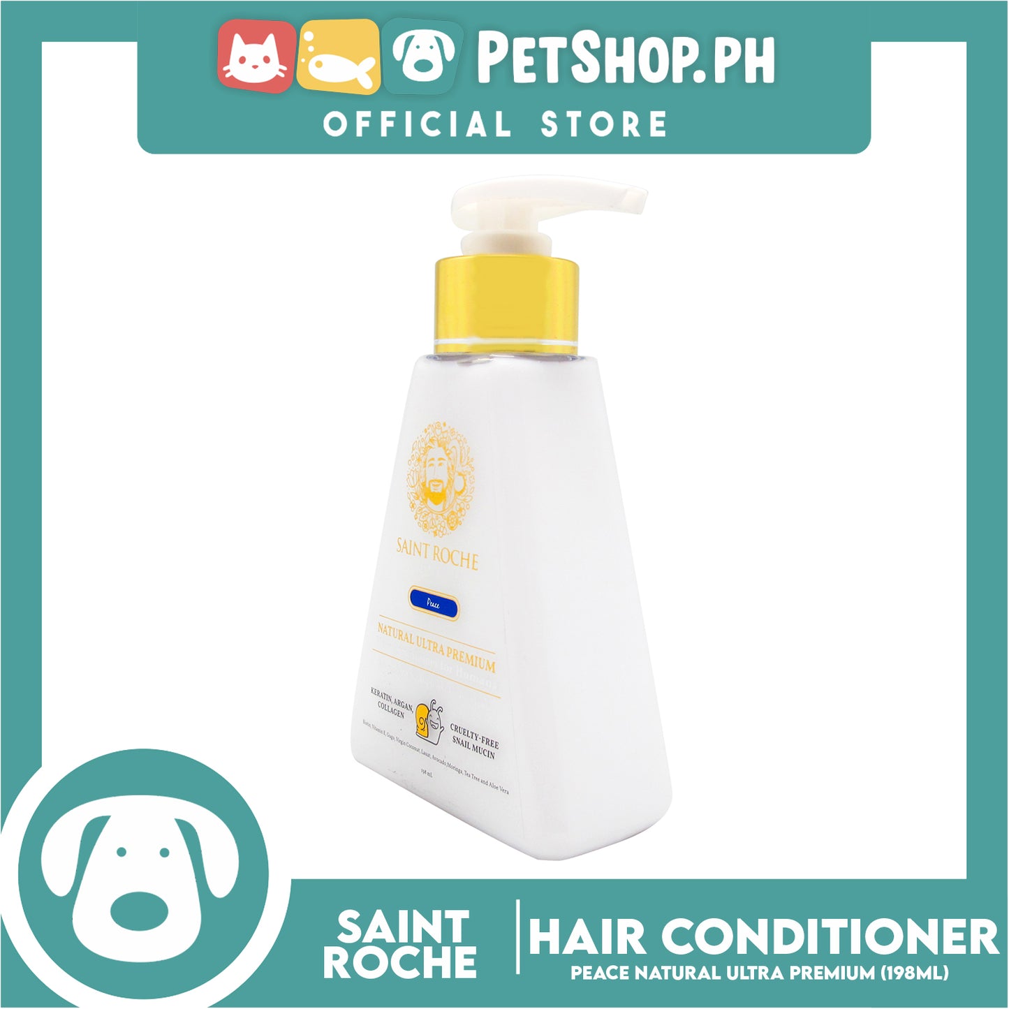 Saint Roche Hooman Natural Ultra Premium Conditioner (Peace Scent) 198ml For The Skin and Coat of Your Dogs