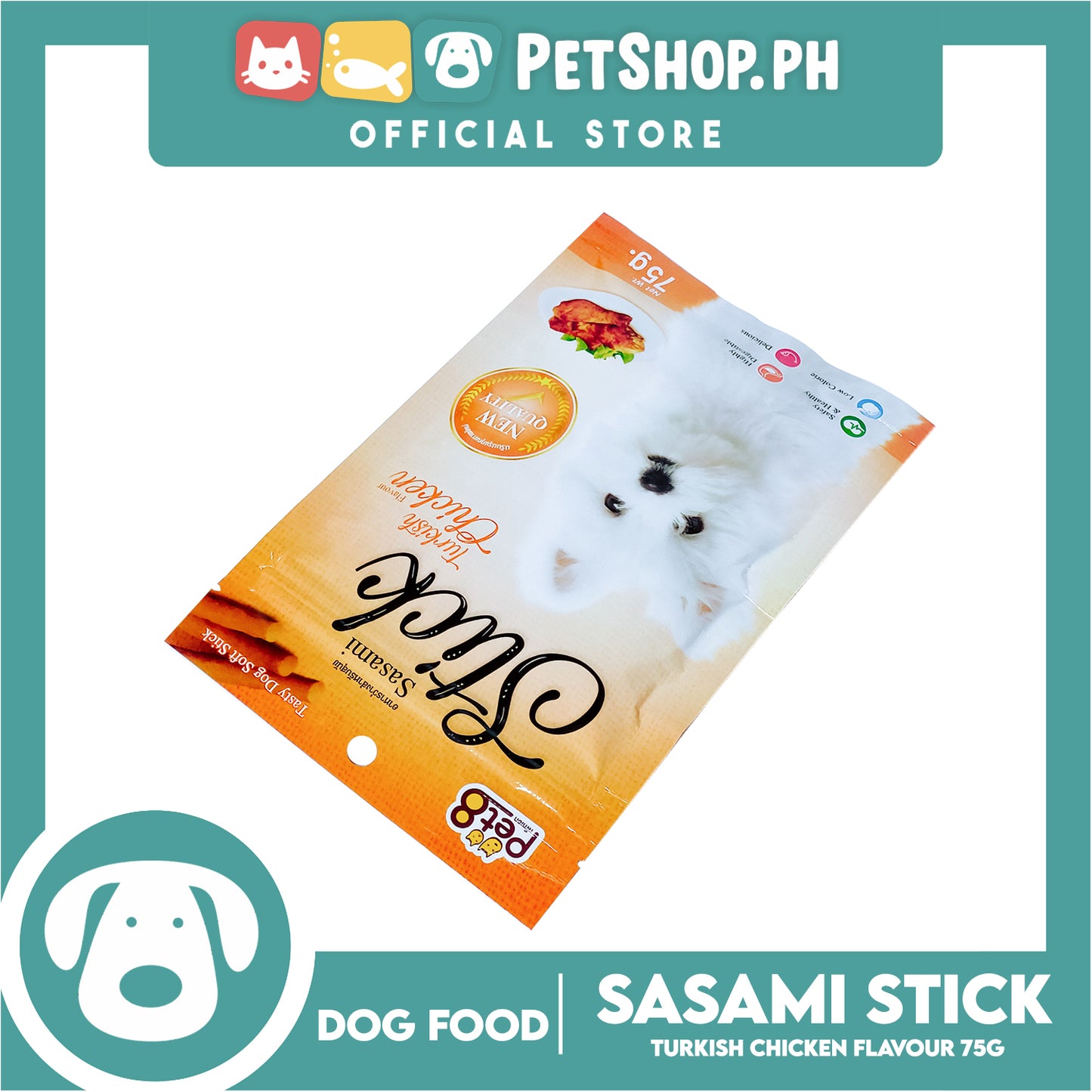 Pet8 Sasami Stick Tasty Dog Soft Stick 75g (Turkish Chicken) Dog Food, Dog Treats
