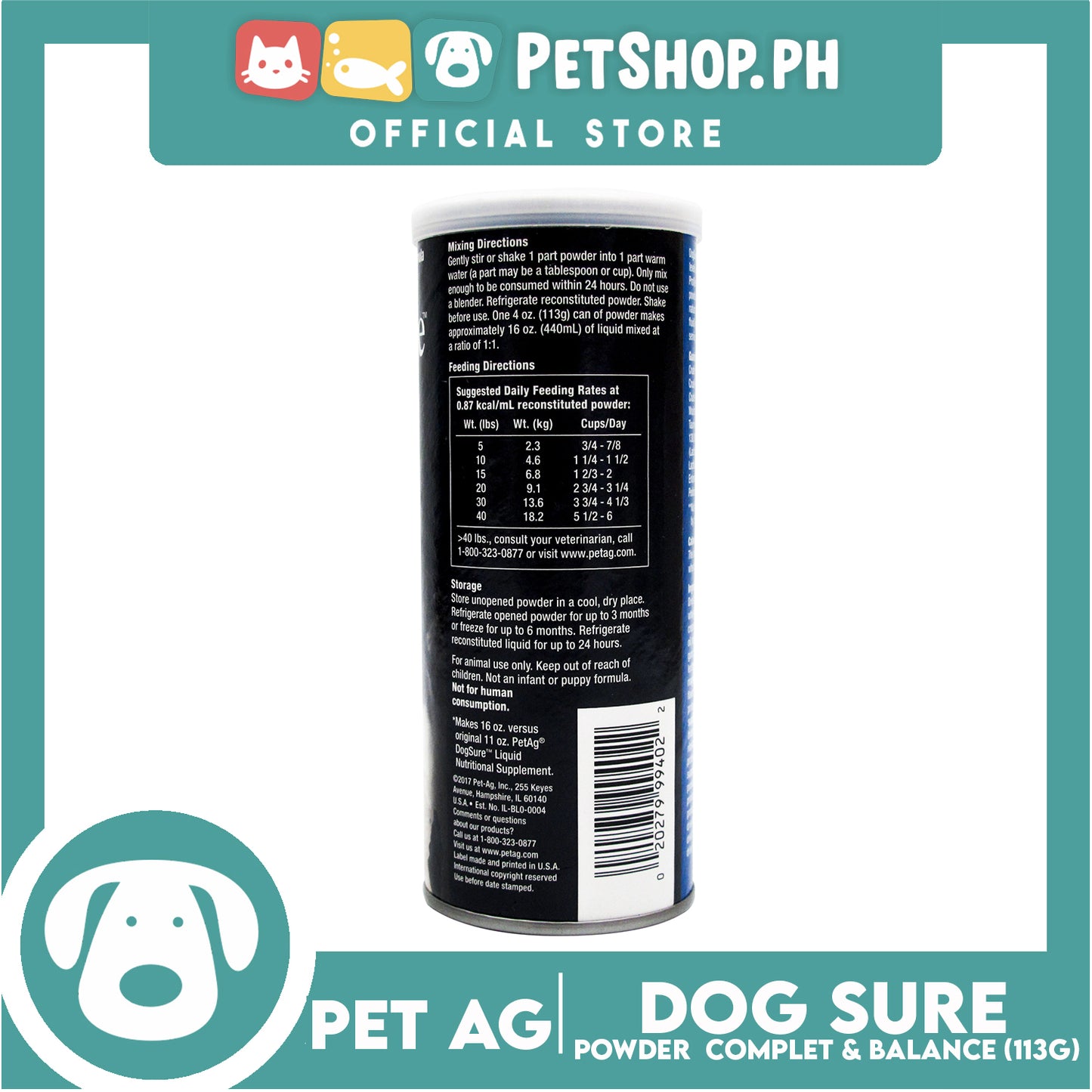 Pet Ag Dog Sure Powder 4oz
