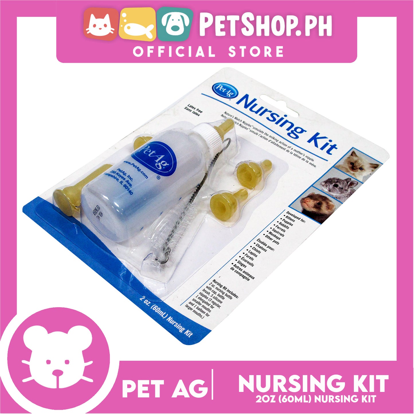 Pet Ag Nursing Kit 60ml Promote The Natural Feeding of Esbilac