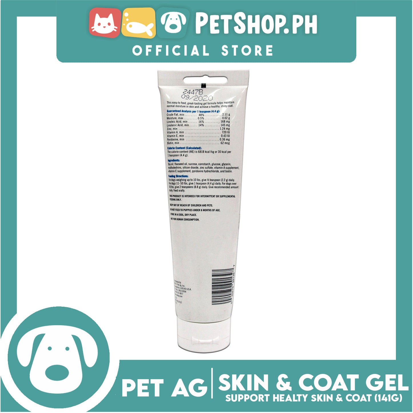Pet Ag Skin and Coat Gel 141g Supplement for Dogs