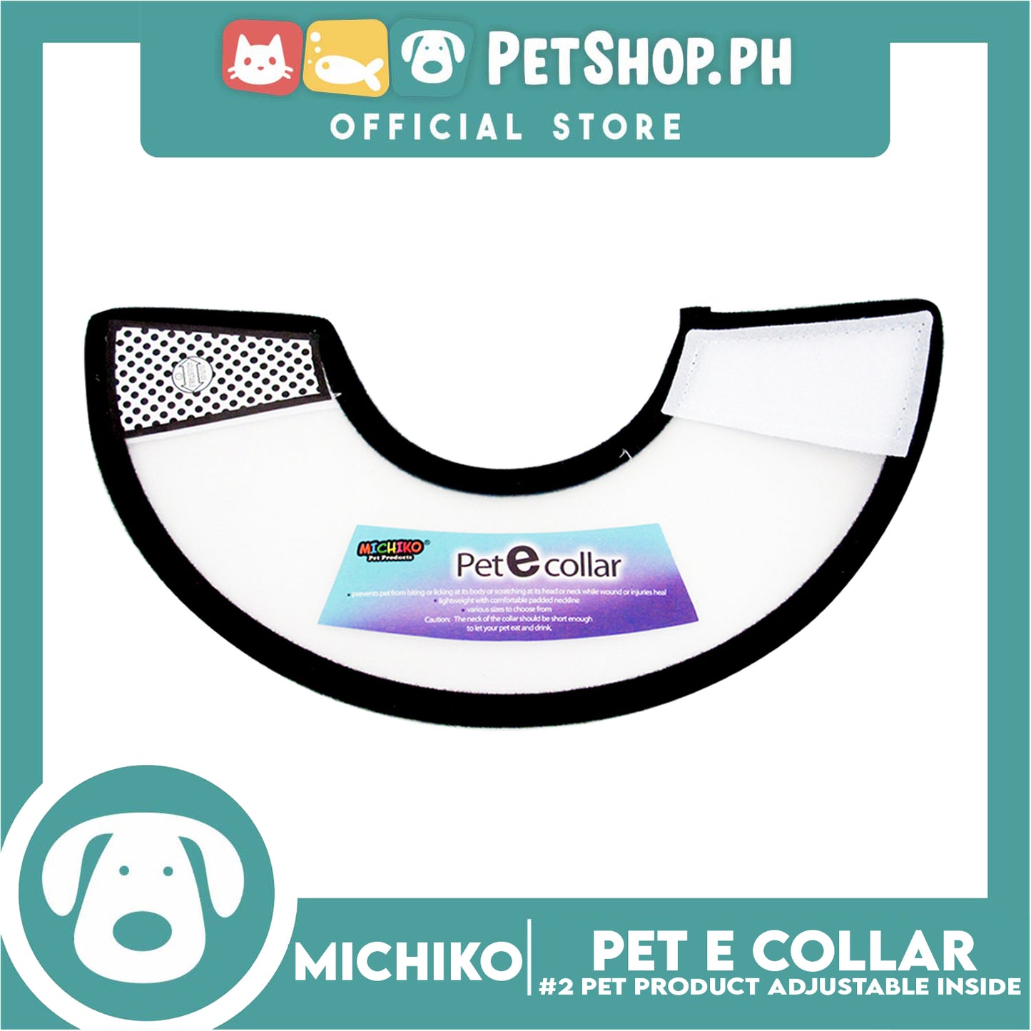 Michiko Pet E. Collar #2 Anti-Lick Anti-Bite Protection Cover Neck Cone For Cats And Dogs