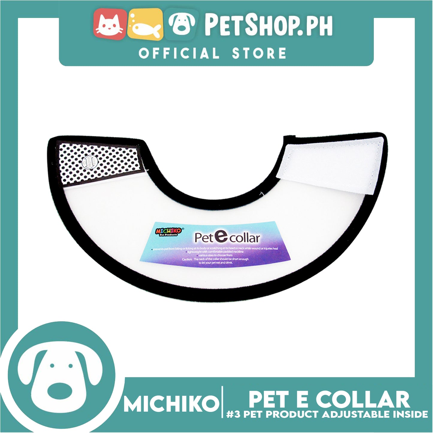 Michiko Pet E. Collar #3 Anti-Lick Anti-Bite Protection Cover Neck Cone For Cats And Dogs