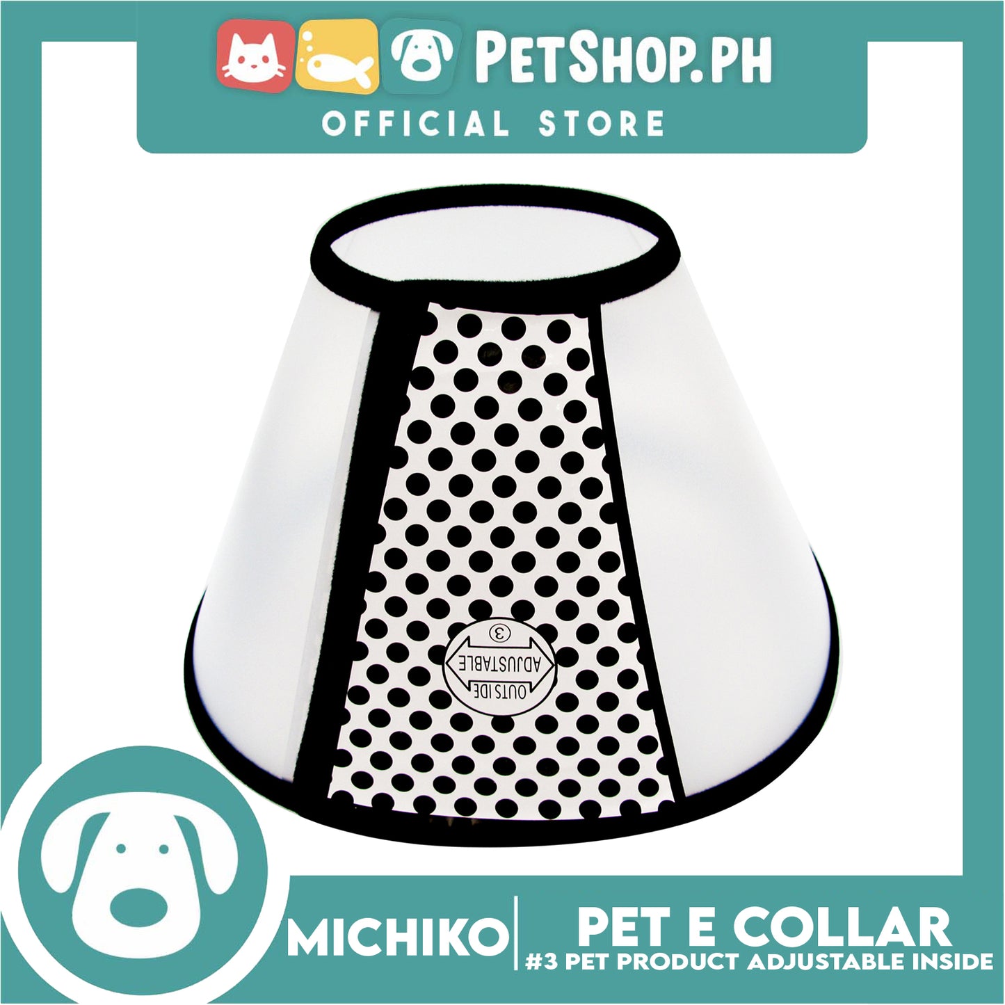 Michiko Pet E. Collar #3 Anti-Lick Anti-Bite Protection Cover Neck Cone For Cats And Dogs