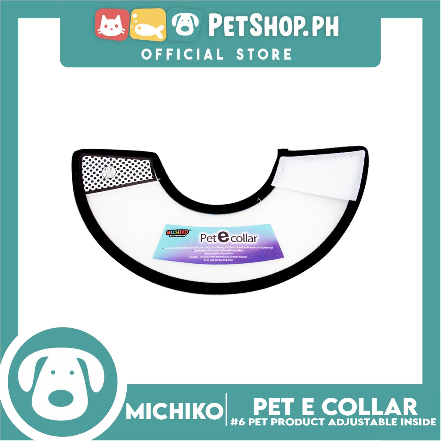 Michiko Pet E. Collar #6 Anti-Lick Anti-Bite Protection Cover Neck Cone For Cats And Dogs