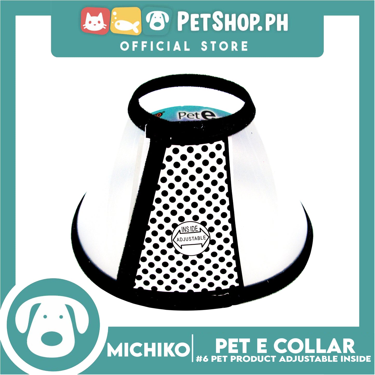 Michiko Pet E. Collar #6 Anti-Lick Anti-Bite Protection Cover Neck Cone For Cats And Dogs
