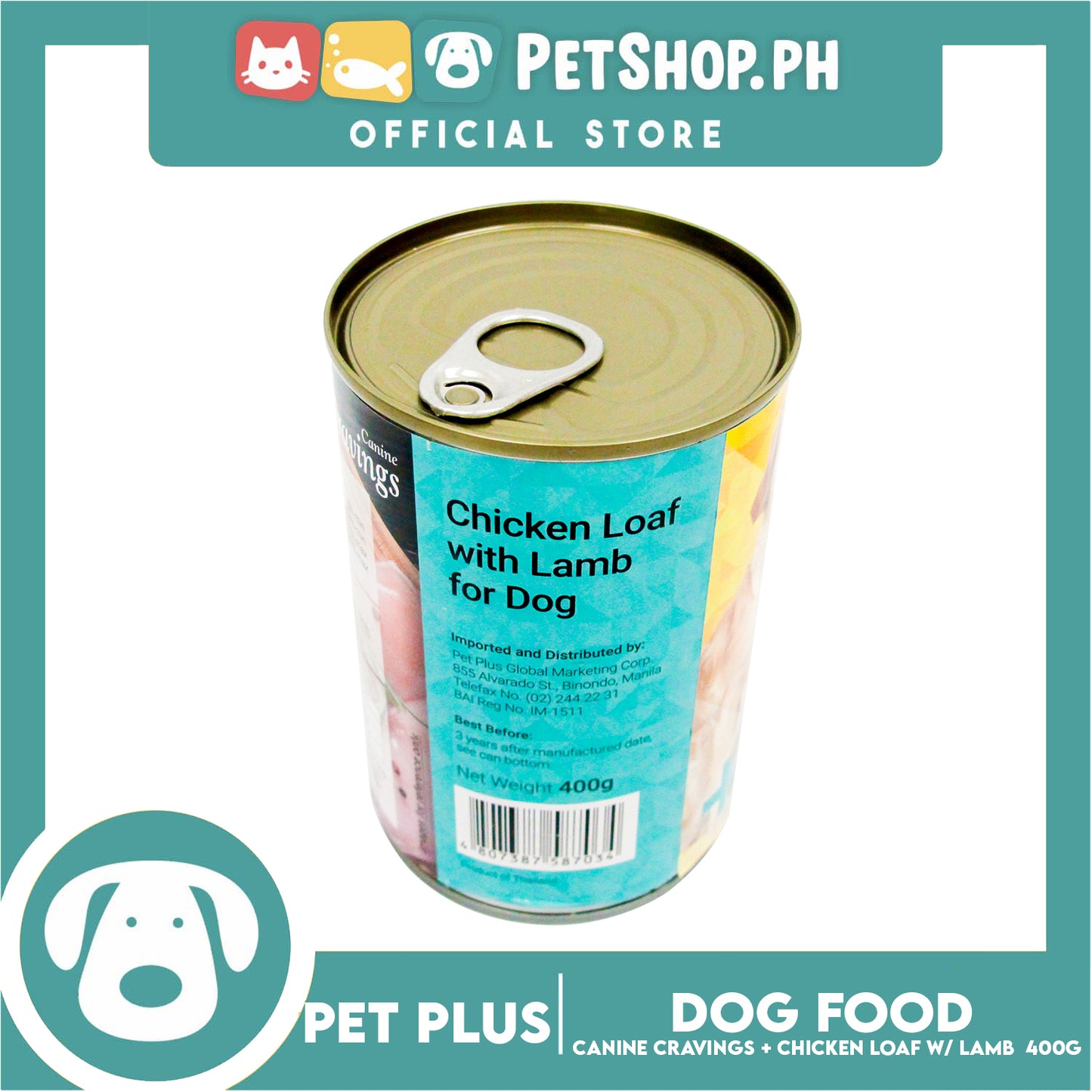 Pet Plus Canine Cravings 400g (Chicken Loaf With Lamb) Dog Canned Food