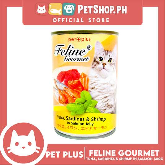 Pet Plus Feline Gourmet 400g (Tuna, Sardines And Shrimp In Salmon Jelly Flavor) Canned Cat Food