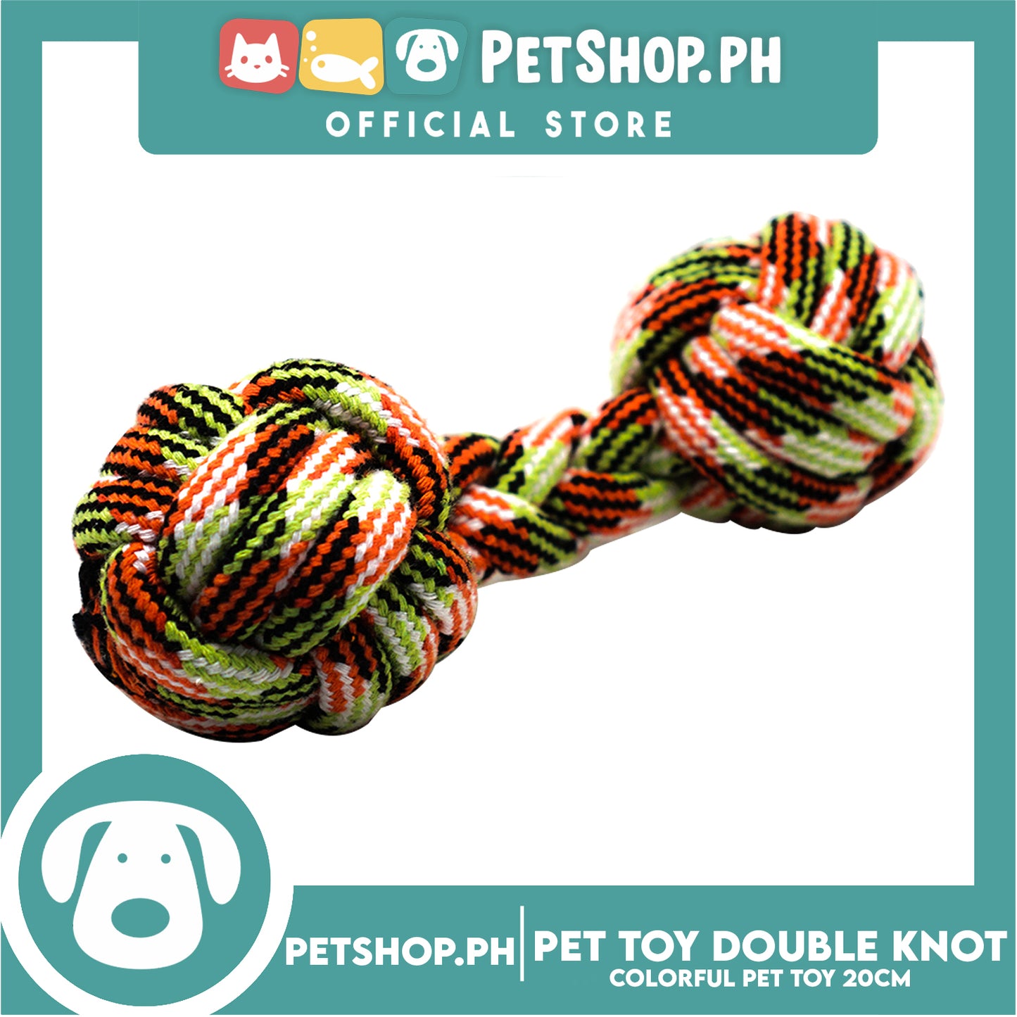 Pet Toy Colorful Double Knot Rope Ball Toys 20cm for Small Medium Dogs Puppies