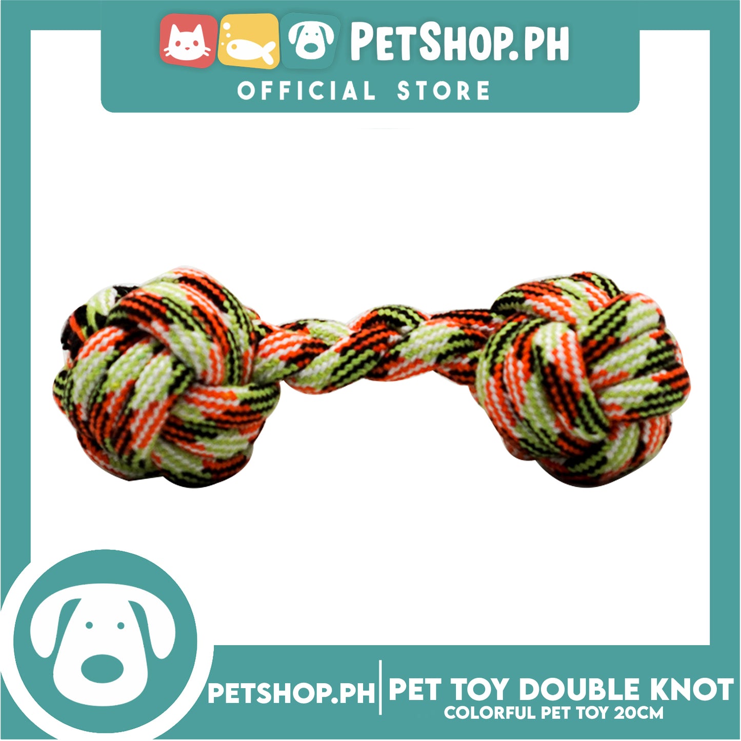 Pet Toy Colorful Double Knot Rope Ball Toys 20cm for Small Medium Dogs Puppies