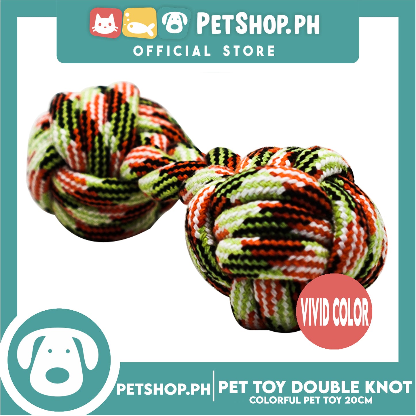 Pet Toy Colorful Double Knot Rope Ball Toys 20cm for Small Medium Dogs Puppies