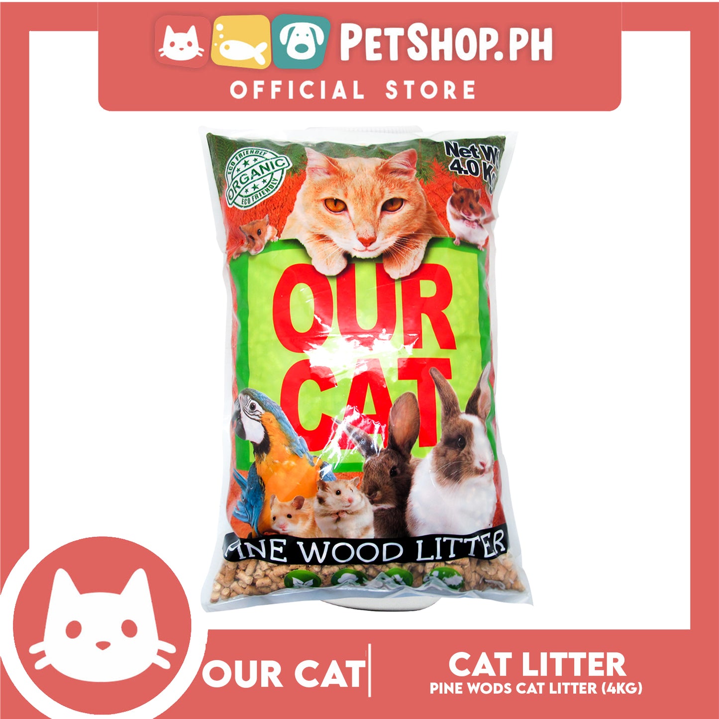 Our Cat Organic Cat Litter Pinewood Scent 4kg
