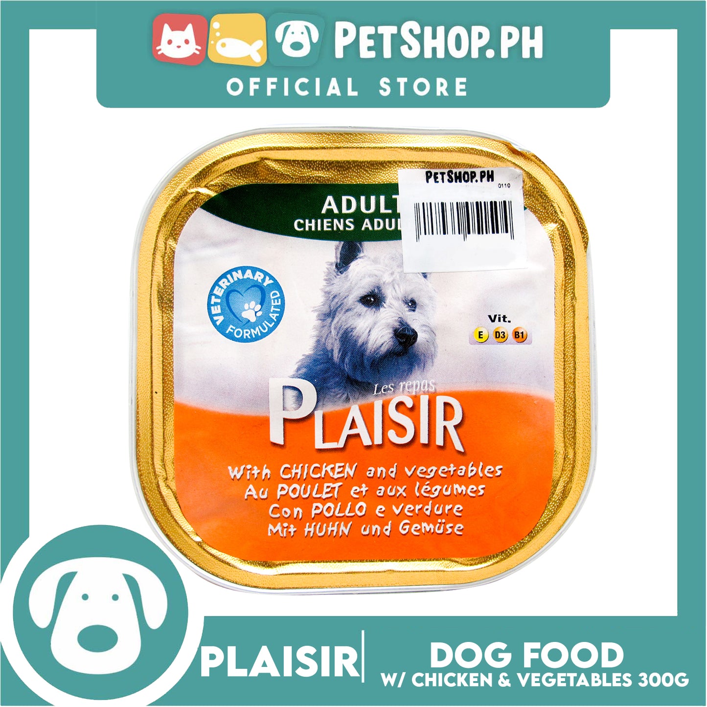 Plaisir Pate With Chicken And Vegetables 300g Dog Wet Food For Adult