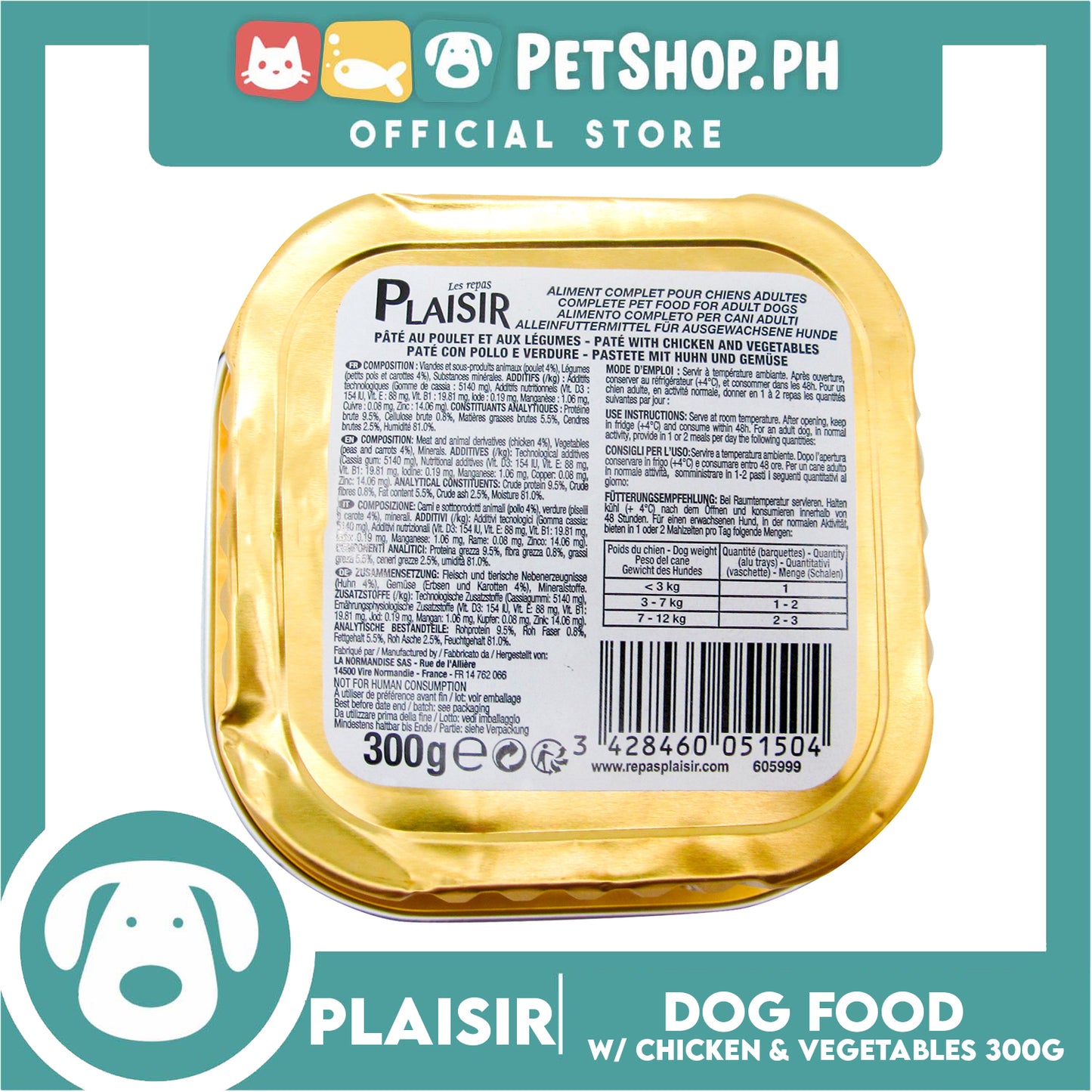 Plaisir Pate With Chicken And Vegetables 300g Dog Wet Food For Adult