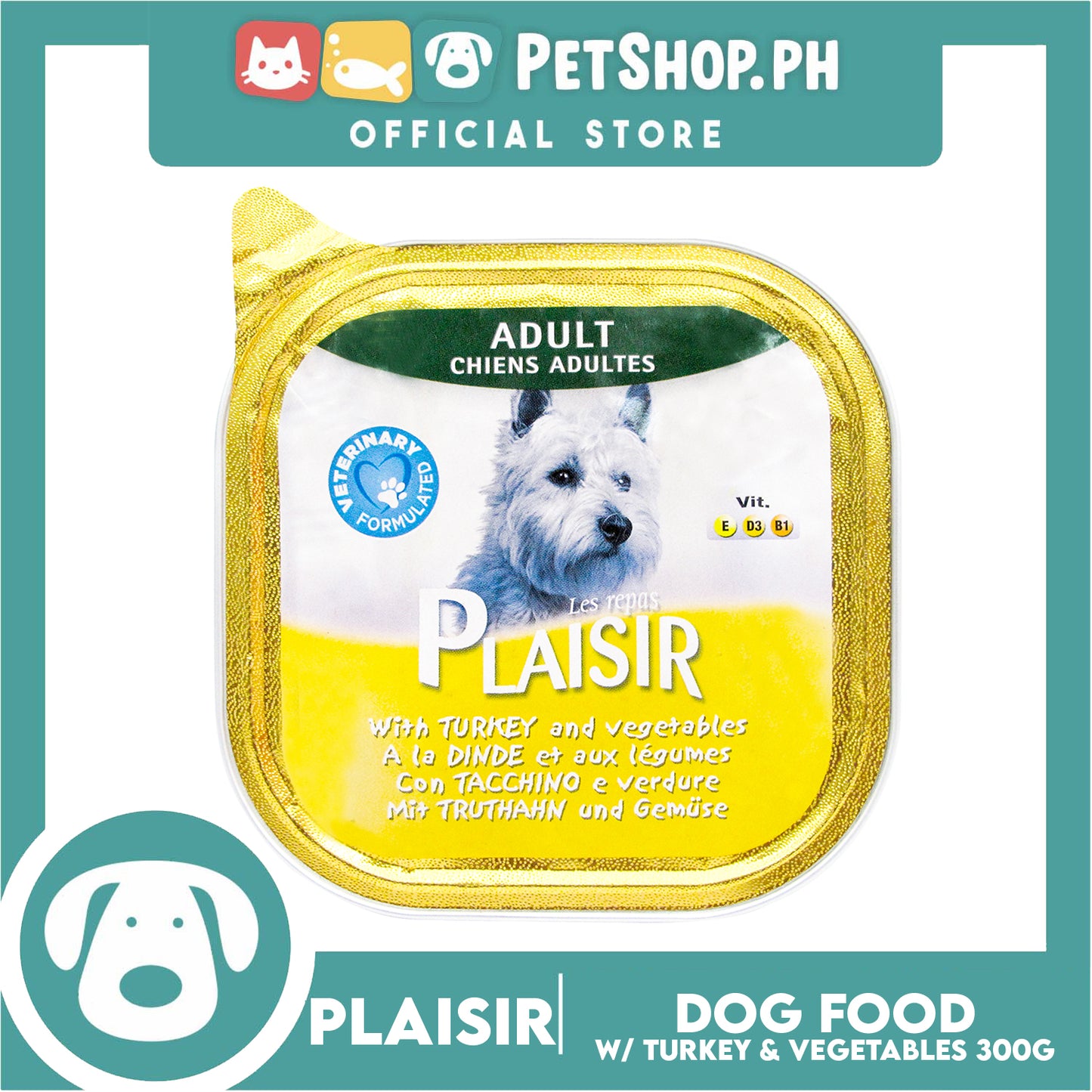 Plaisir Pate With Turkey and Vegetables 300g Dog Wet Food For Adult