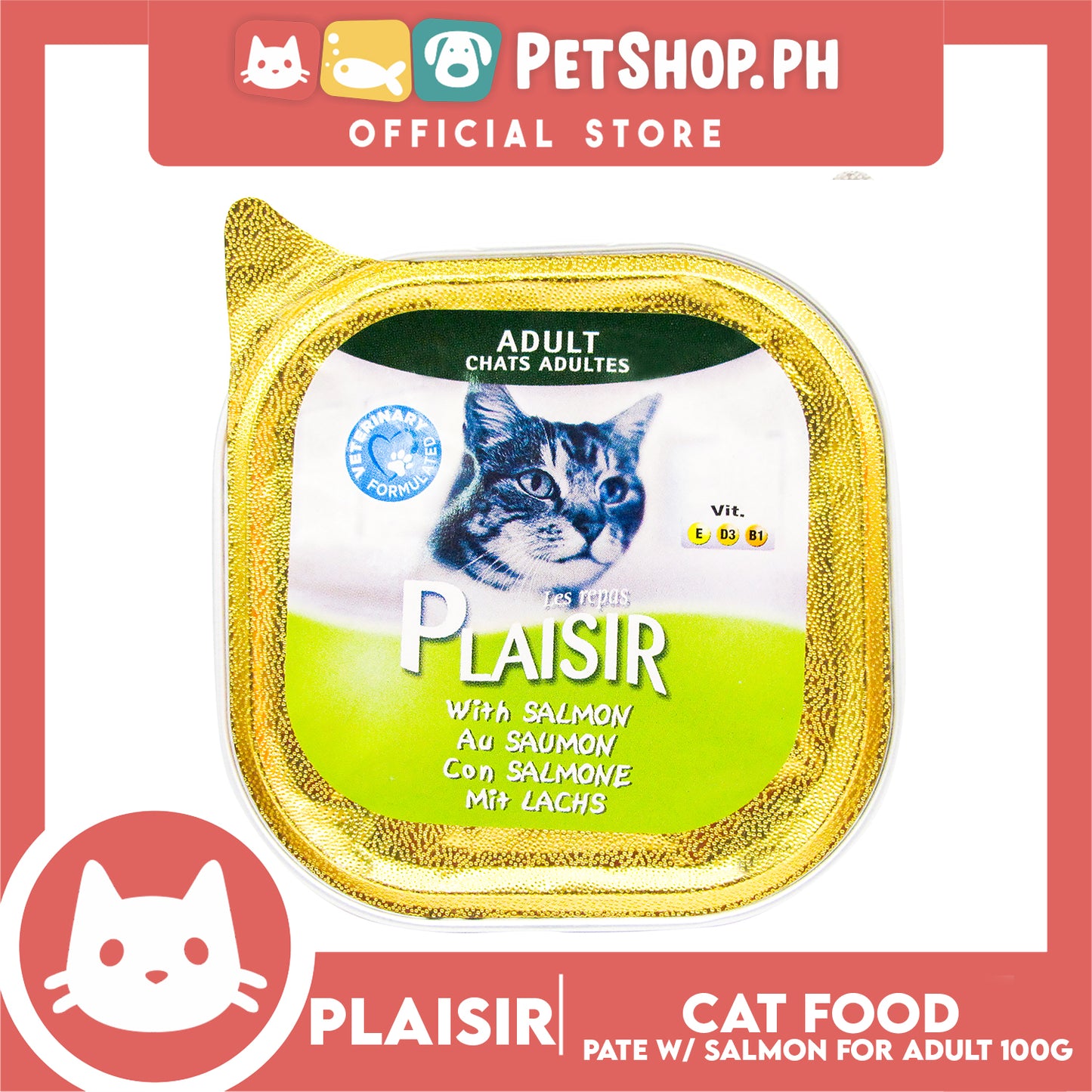 Plaisir Pate With Salmon 100g Cat Wet Food For Adult