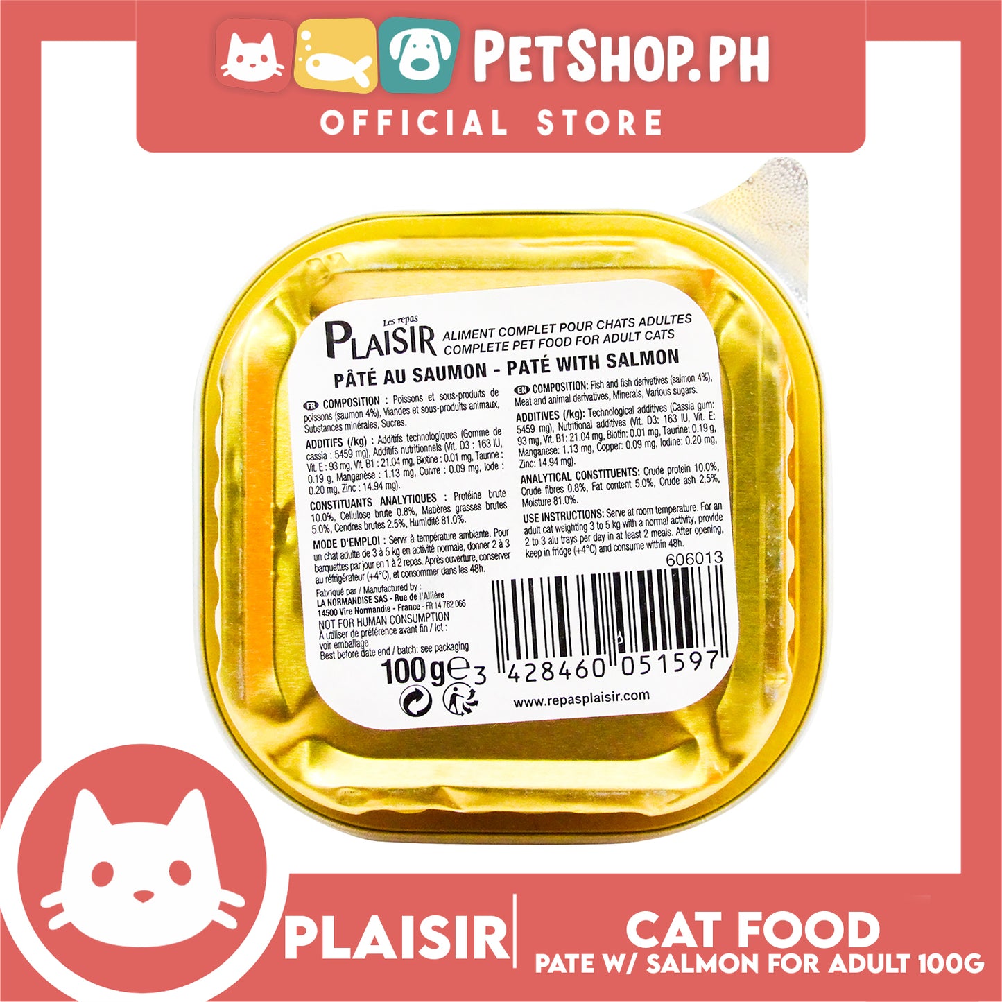 Plaisir Pate With Salmon 100g Cat Wet Food For Adult