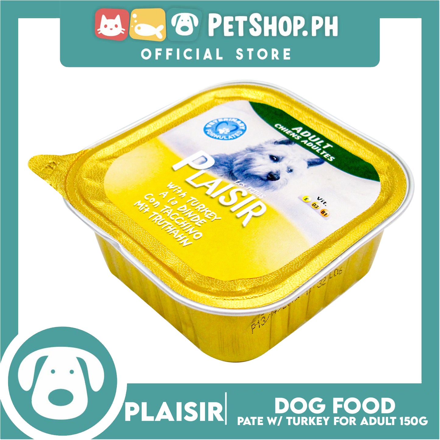 Plaisir Pate With Turkey 150g Dog Wet Food For Adult