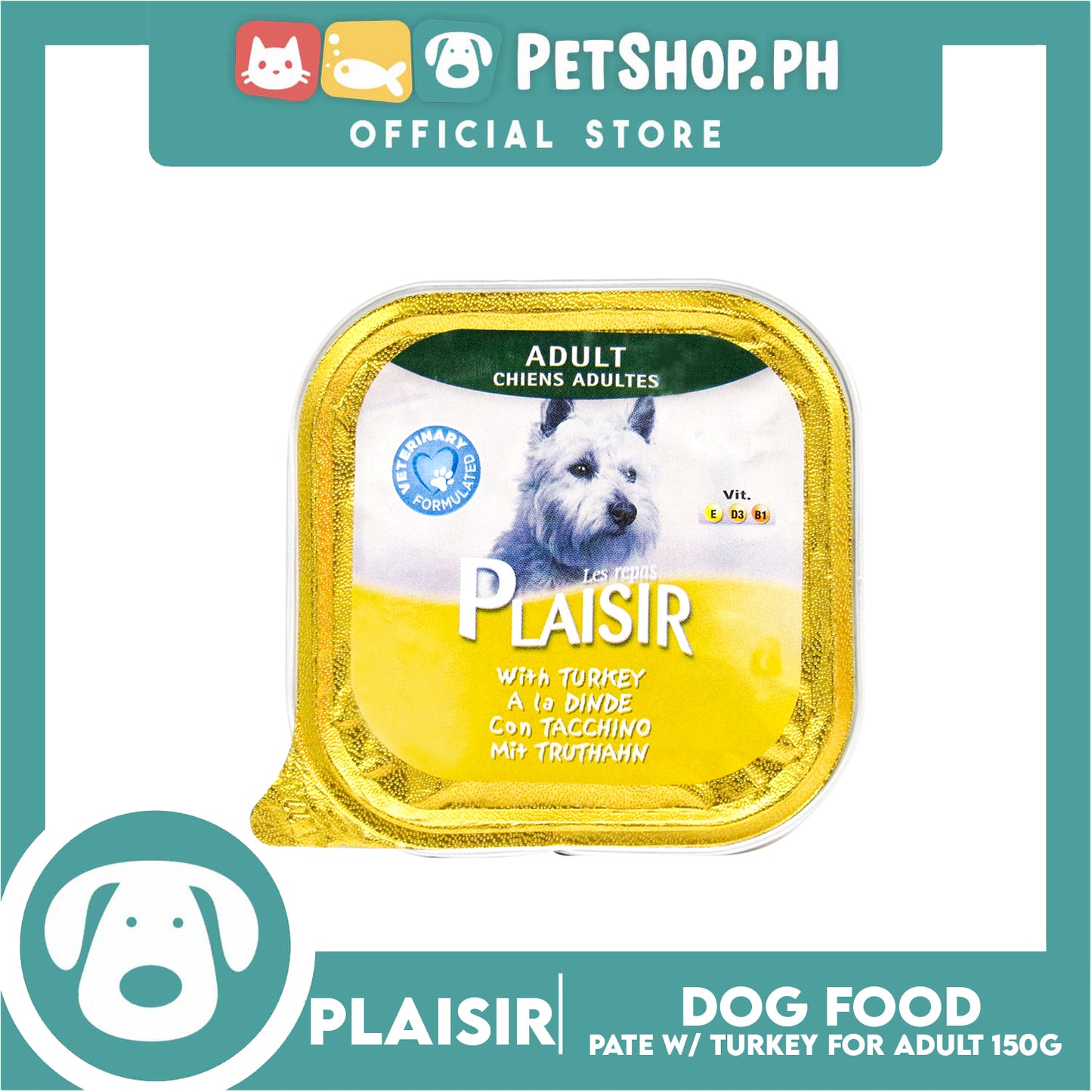 Plaisir Pate With Turkey 150g Dog Wet Food For Adult