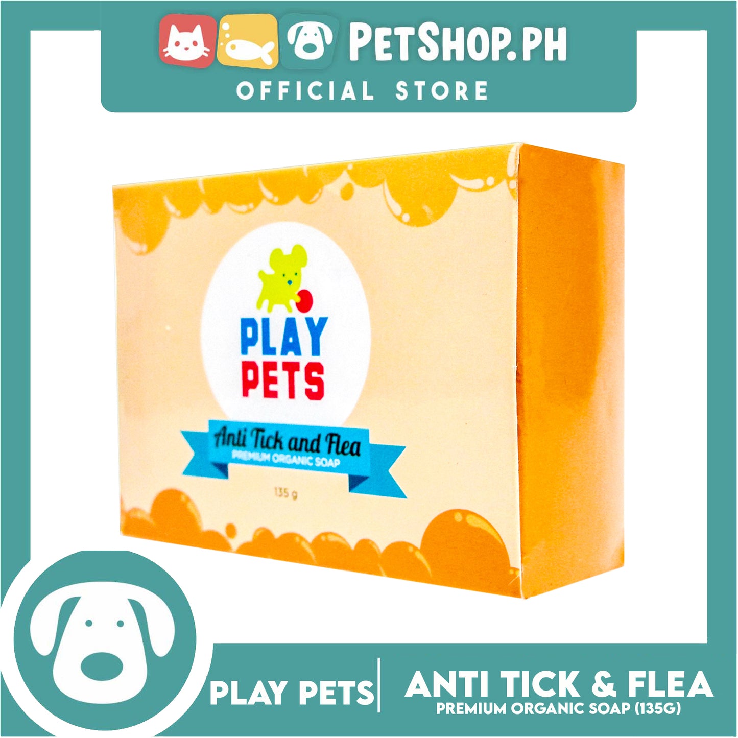 Play Pets Premium Organic Soap 135g (Anti-Tick and Flea) Dog Soap