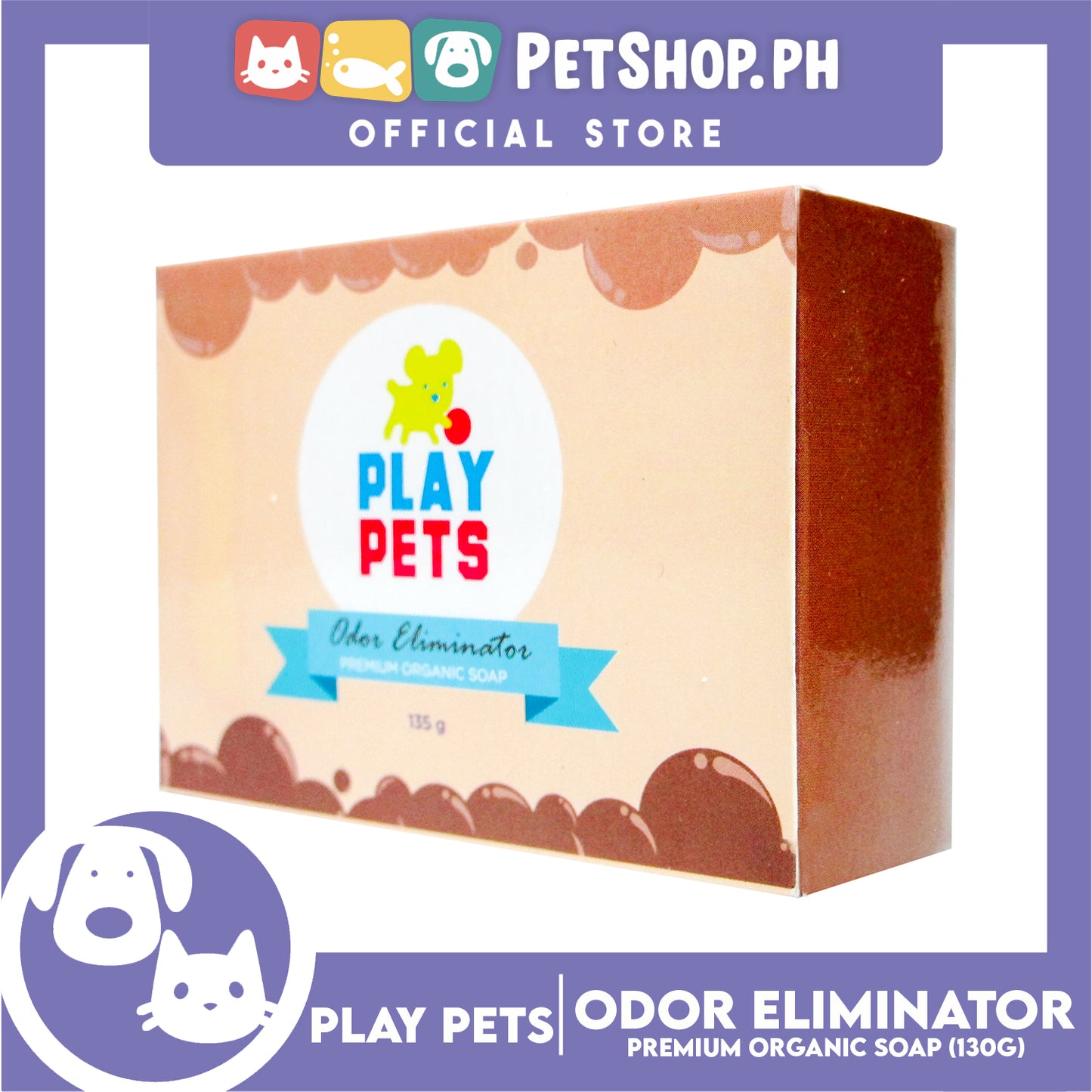 Play Pets Premium Organic Soap 135g (Odor Eliminator) Dog Soap