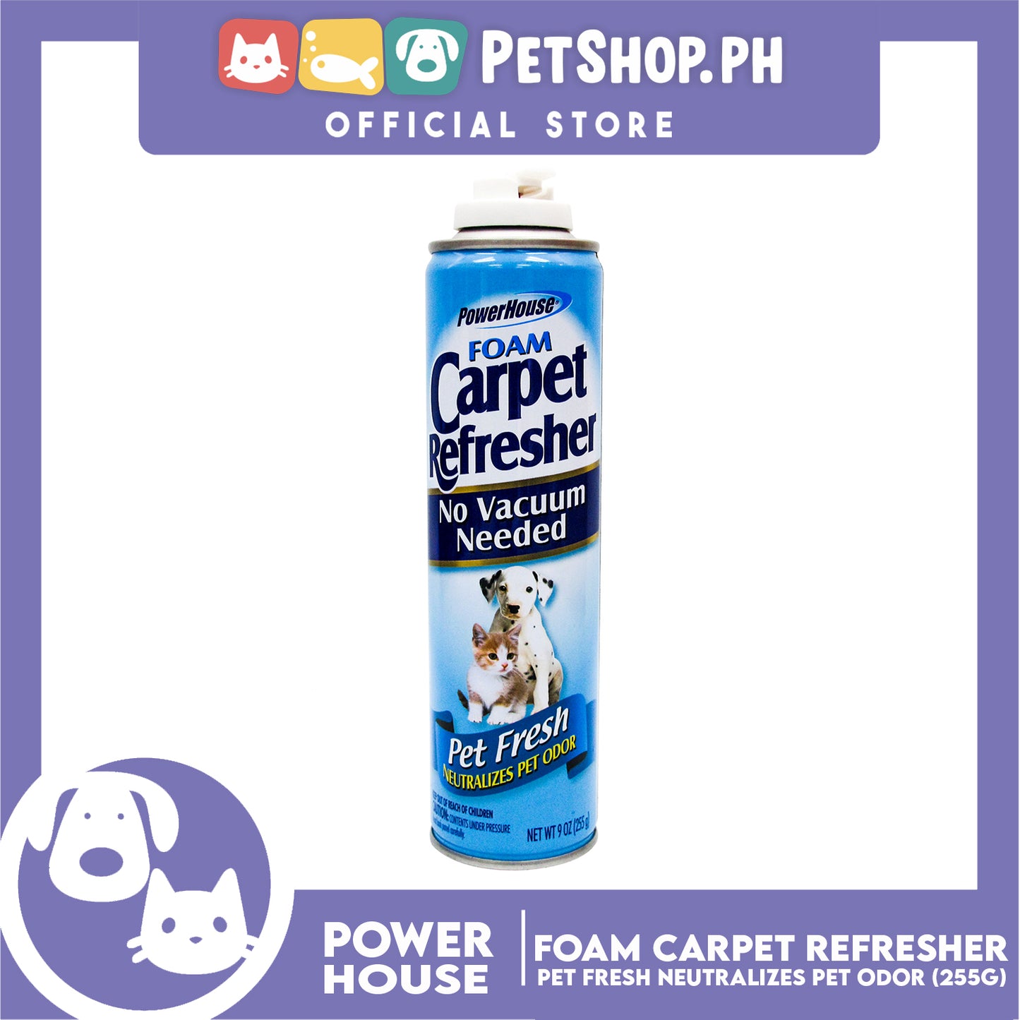 Power House Foam Carpet Refresher 9oz Pet Fresh Neutralizes Pet Odor