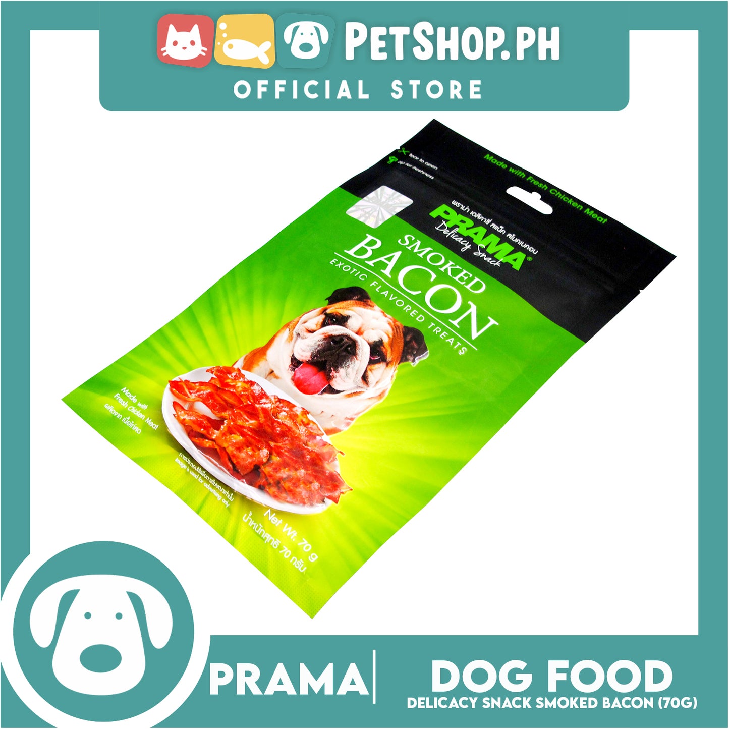 Prama Delicacy Snack Smoked Bacon 70g Dog Treats