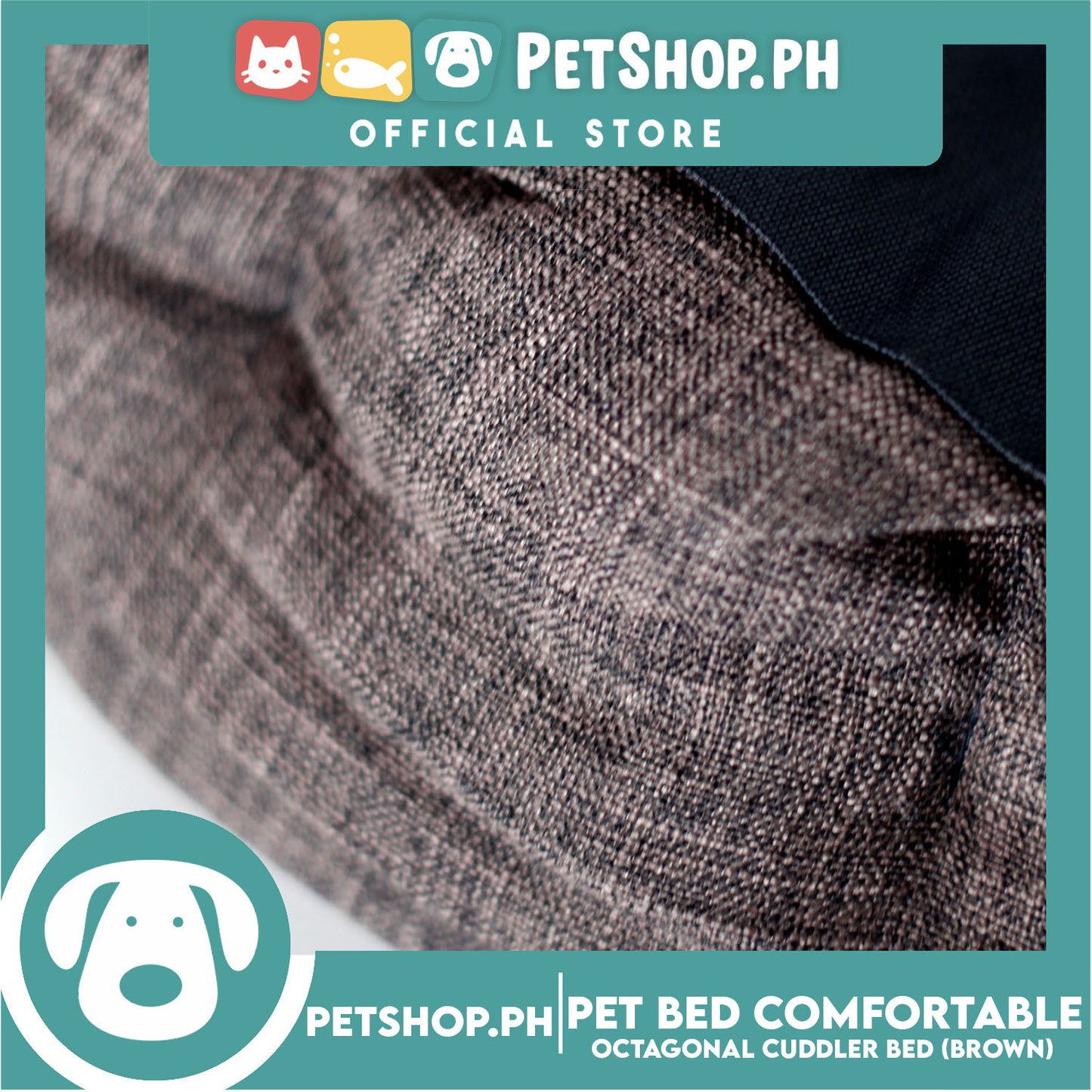 Pet Bed Comfortable Octagonal Cuddler Dog Bed 55x47x18cm Medium for Dogs & Cats (Brown)