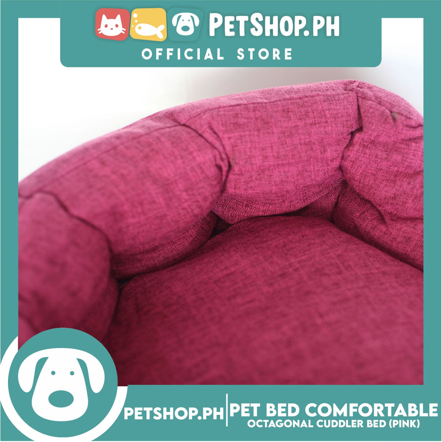 Pet Bed Comfortable Octagonal Cuddler Dog Bed 65x60x18cm Large for Dogs & Cats (Pink)