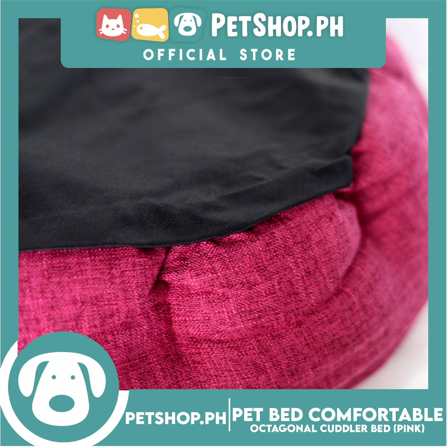 Pet Bed Comfortable Octagonal Cuddler Dog Bed 55x47x18cm Medium for Dogs & Cats (Pink)