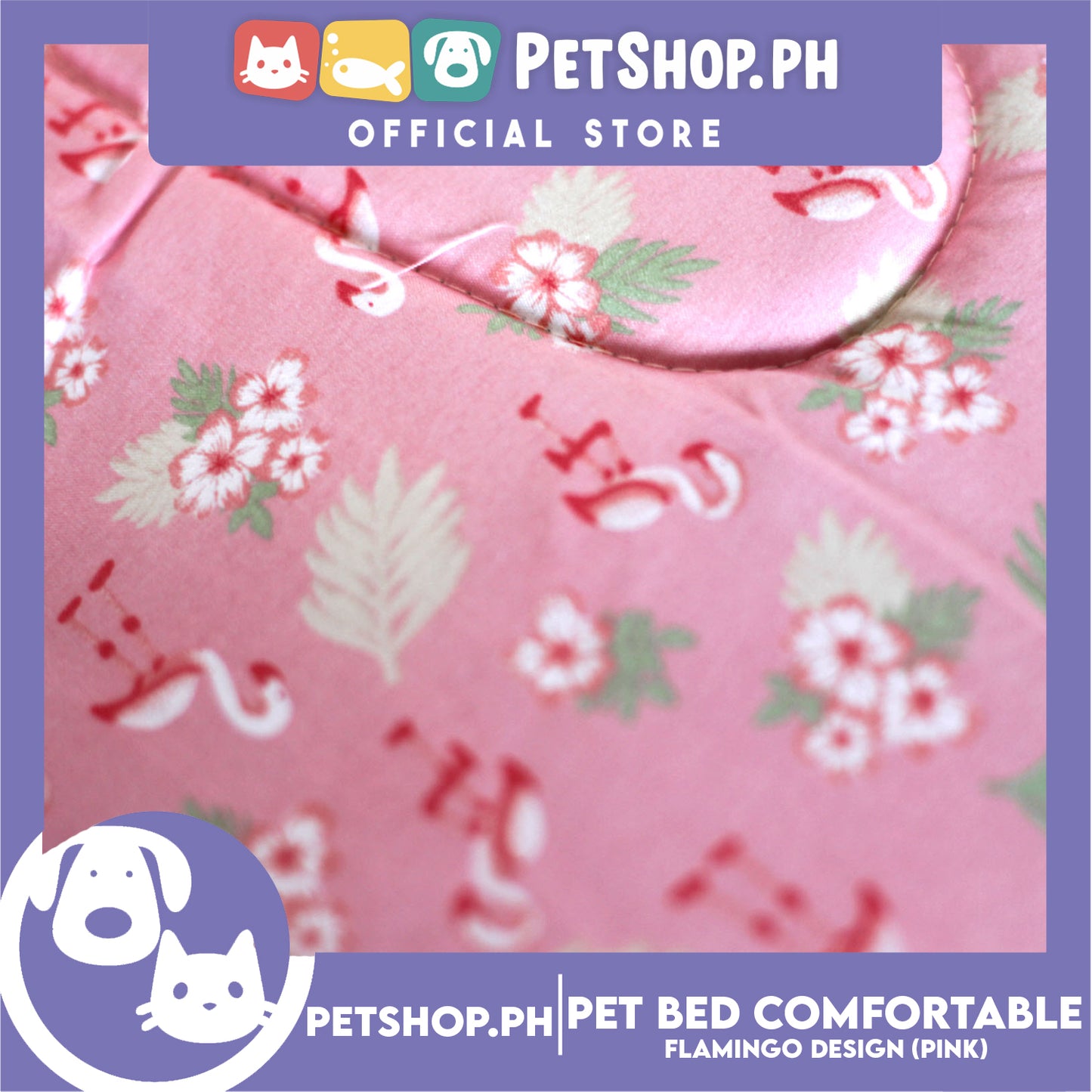 Pet Bed Comfortable Sleeping Bed with Flamingo Design 38x29x10cm for Dogs & Cats Pink