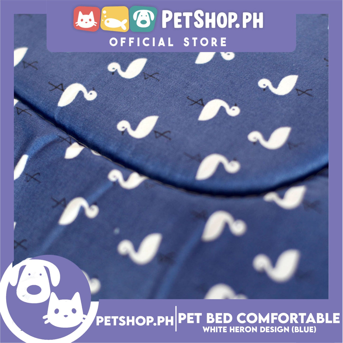 Pet Bed Comfortable Sleeping Bed with White Heron Design 33x24x9cm Dogs & Cats Blue