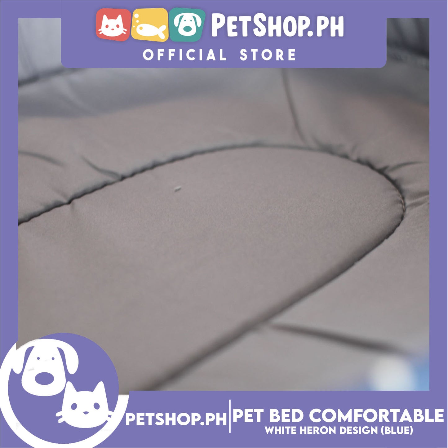 Pet Bed Comfortable Sleeping Bed with White Heron Design 65x55x17cm for Dogs & Cats Blue