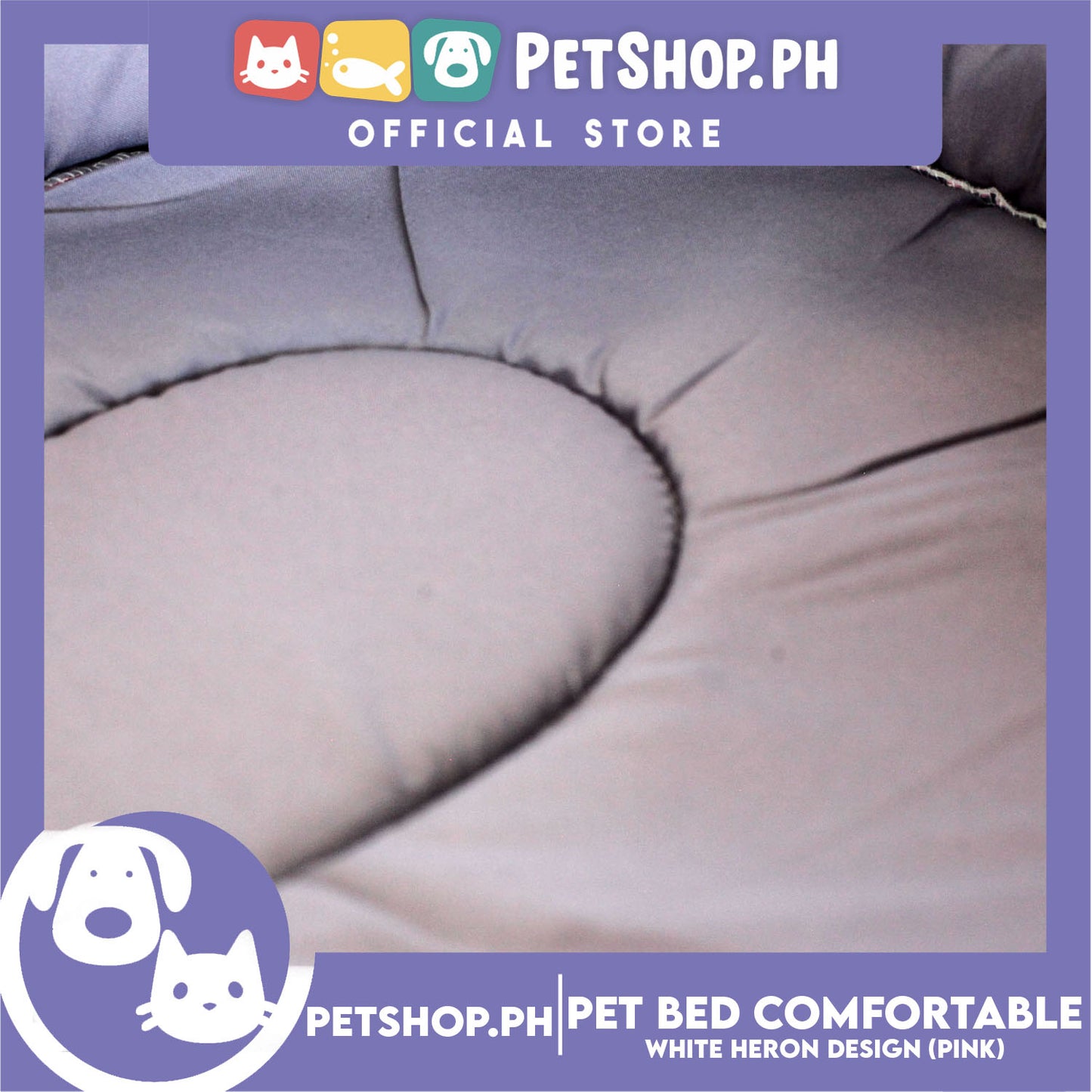 Pet Bed Comfortable Sleeping Bed with White Heron Design 38x29x10cm for Dogs & Cats Pink