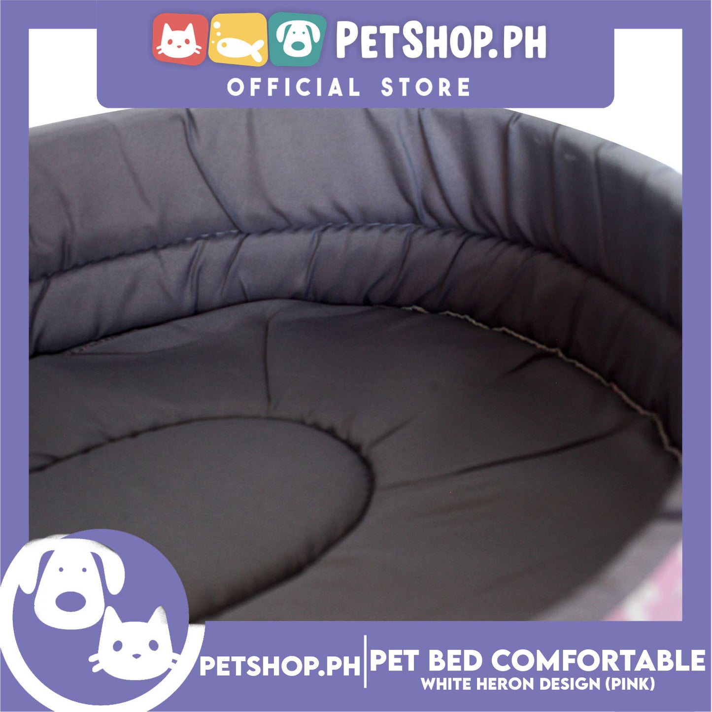 Pet Bed Comfortable Sleeping Bed with White Heron Design 55x42x13cm for Dogs & Cats Pink