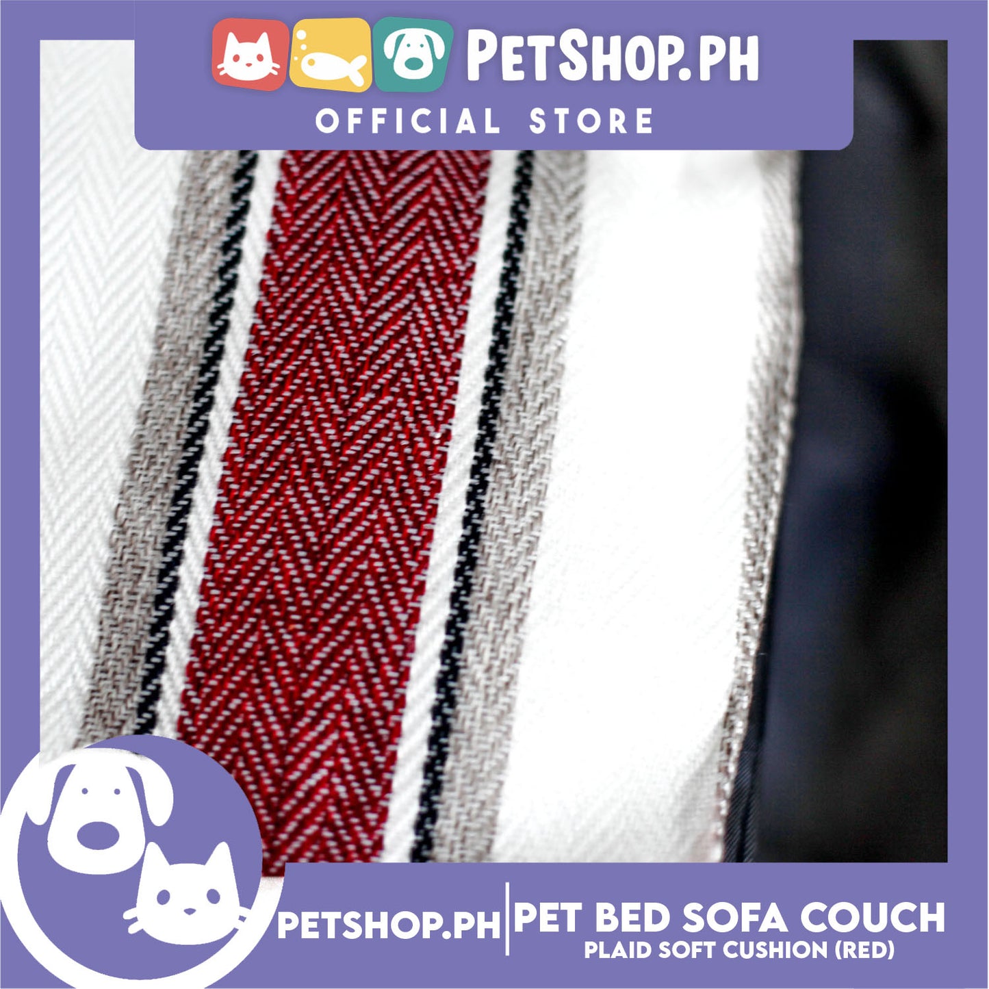 Pet Bed Sofa Couch Inner Plaid Design with Plaid Soft Cushion Small for Cats Dogs Small Breeds