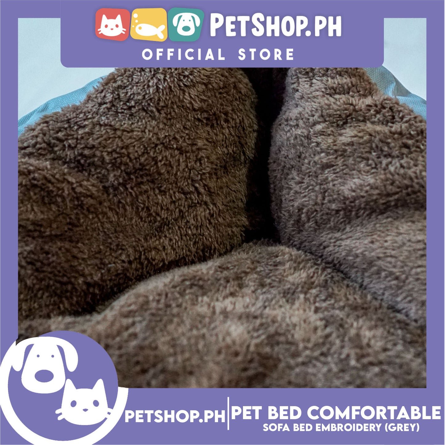 Pet Bed Comfortable Sofa Bed with Paw Embroidery Design 110x80x16cm XL for Dogs & Cats (Gray)