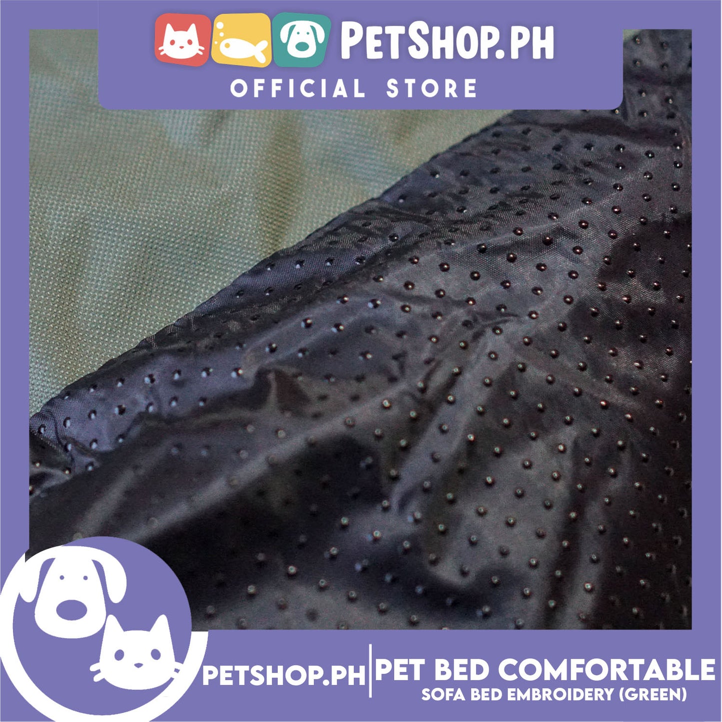 Pet Bed Comfortable Sofa Bed with Paw Embroidery Design 90x75x16cm Large for Dogs & Cats (Green)