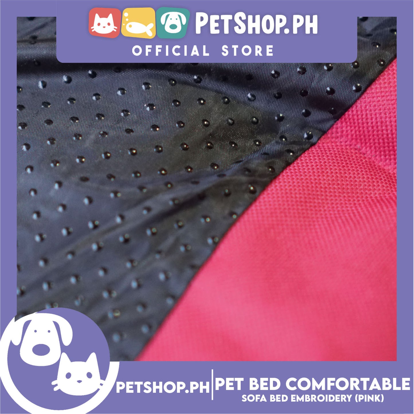 Pet Bed Comfortable Sofa Bed with Paw Embroidery Design 60x45x16cm Small for Dogs & Cats (Pink)