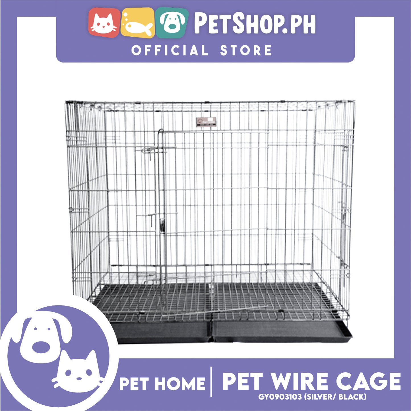 Pet Cage Wire Flooring, Painted Silver Black Wire Cage, Comes With Tray Underneath (GY0903103) Pet Cage, Pet Accessories, Pet House