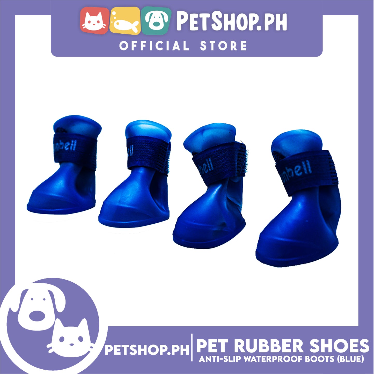 Pet Rubber Rain Shoes Anti-Slip Waterproof Rubber Boots with Paws Cover P6711 - Rubber Boots (Blue)