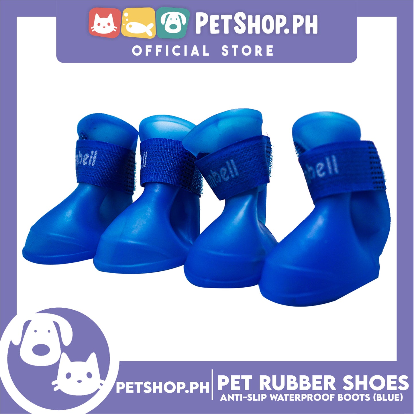 Pet Rubber Rain Shoes Anti-Slip Waterproof Rubber Boots with Paws Cover P6711 - Rubber Boots (Blue)
