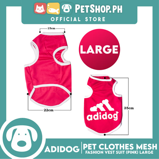 Adidog Pet Clothes Mesh Vet, Summer Dog Clothes, Breathable Mesh Vet, Dog Shirt, Pet Jersey, Fashion Vest Suit for Dogs (Pink) (Large)