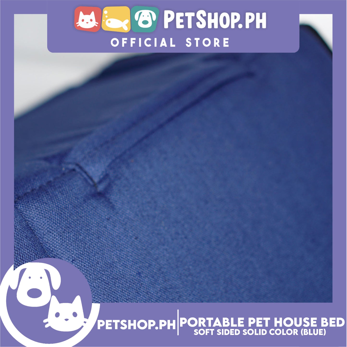 Portable Pet House Bed With Soft Sided Solid Color 30x33x32cm Medium (Blue)