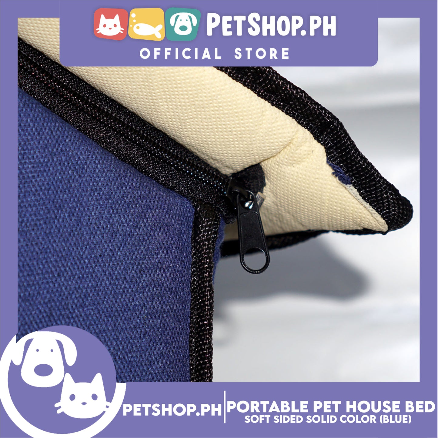 Portable Pet House Bed With Soft Sided Solid Color 30x33x32cm Medium (Blue)