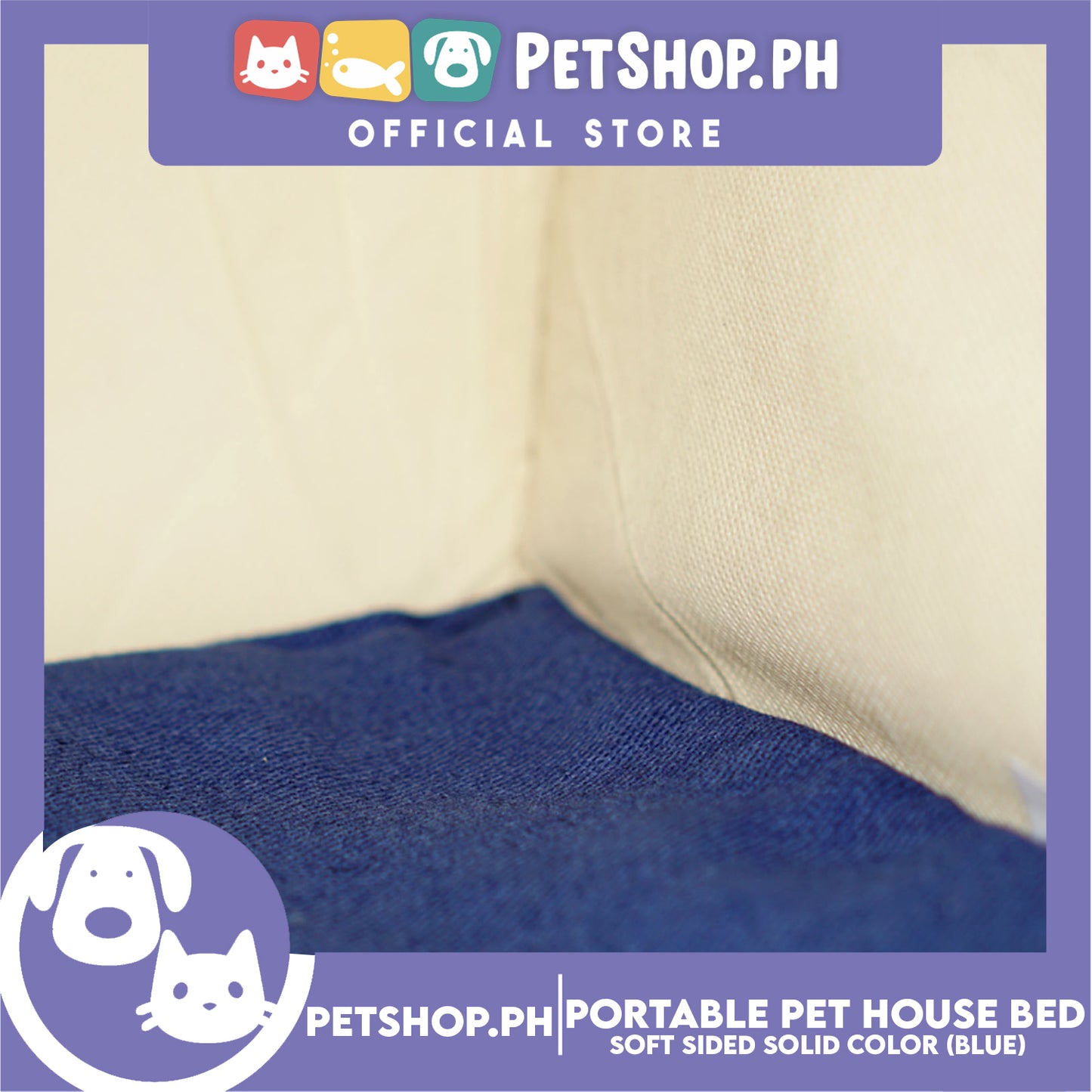 Portable Pet House Bed With Soft Sided Solid Color 30x33x32cm Medium (Blue)