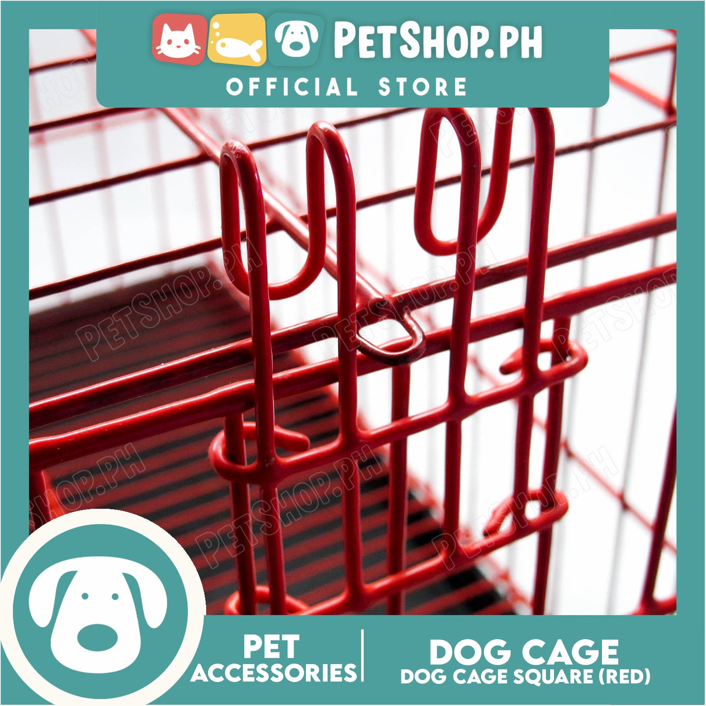 Dog Cage Medium Square Red